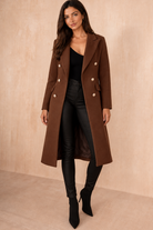 Winona Chocolate Longline Double Breasted Coat