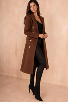 Winona Chocolate Longline Double Breasted Coat