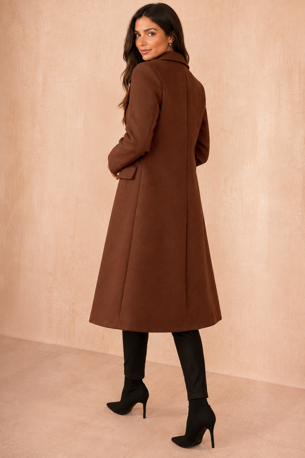 Winona Chocolate Longline Double Breasted Coat