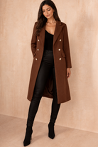 Winona Chocolate Longline Double Breasted Coat