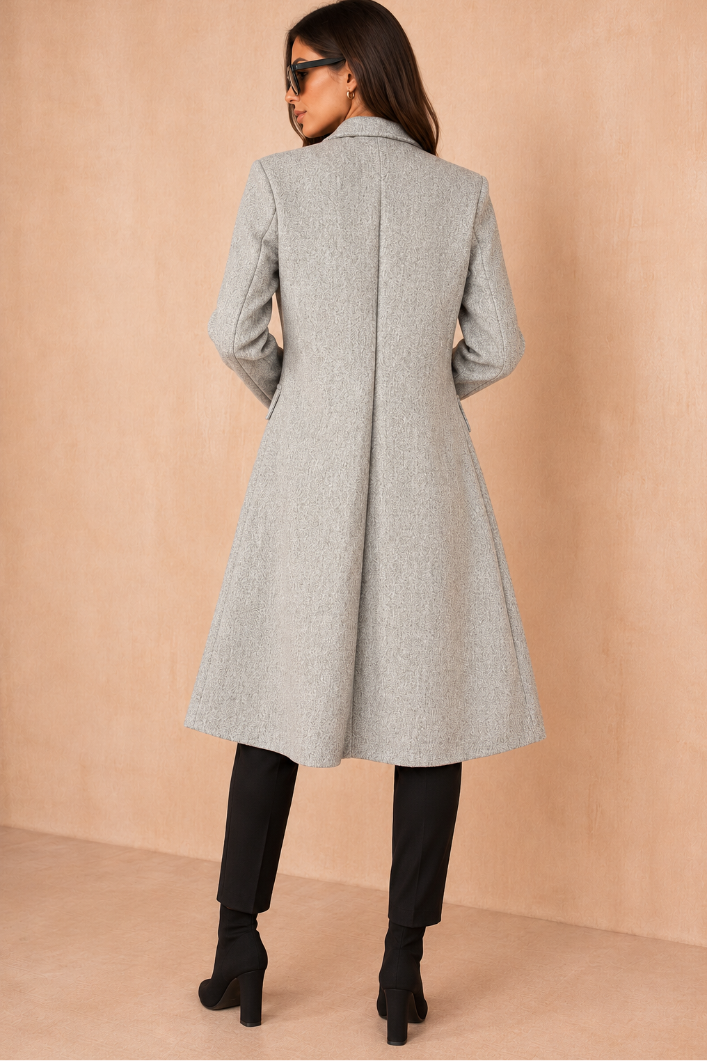 Winona Grey Longline Double Breasted Coat
