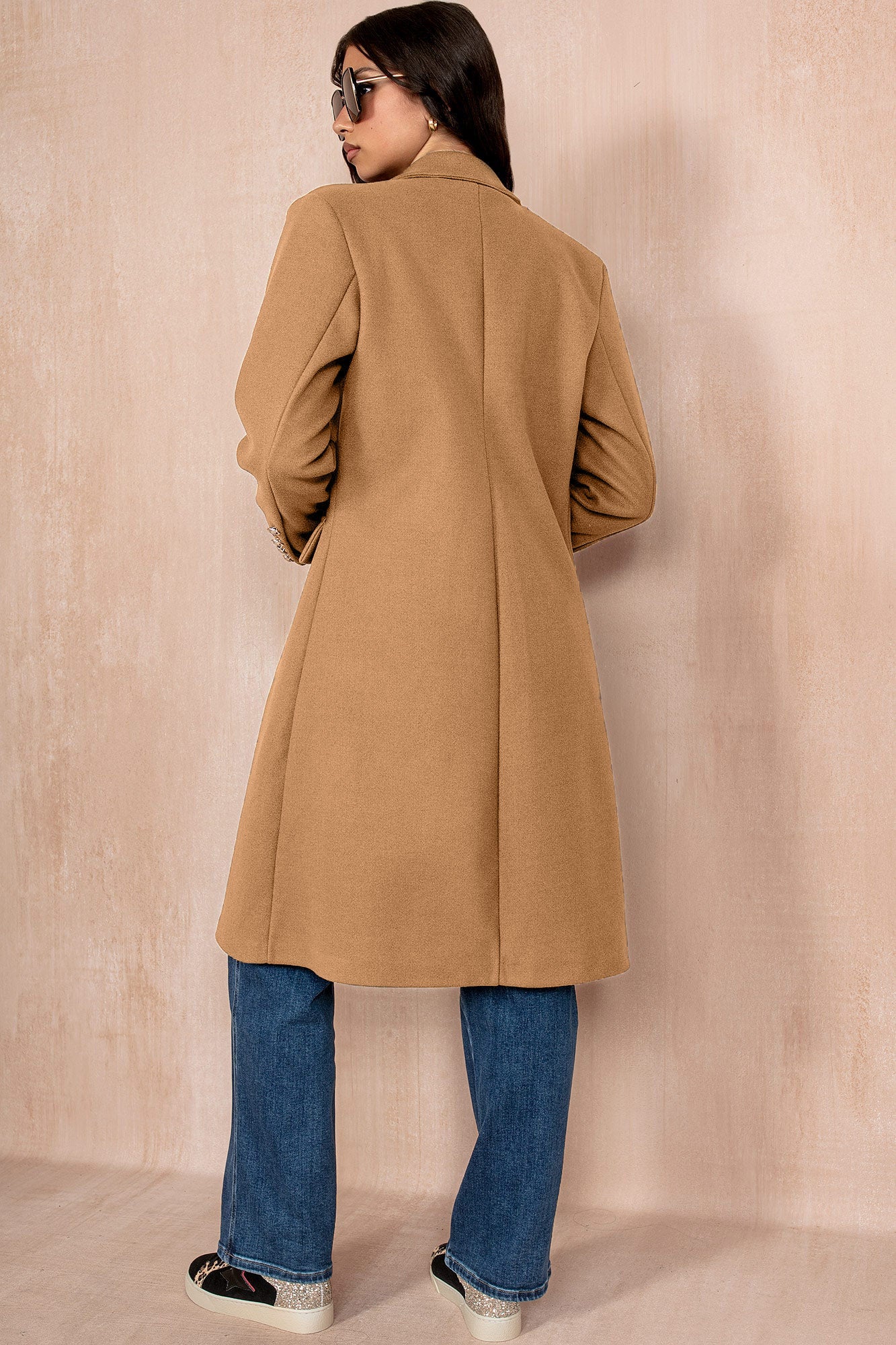 Winona Camel Longline Double Breasted Coat - Vavavoom.ie