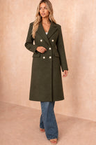 Winona Khaki Longline Double Breasted Coat