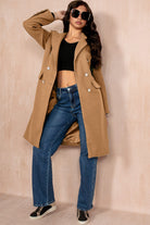 Winona Camel Longline Double Breasted Coat - Vavavoom.ie