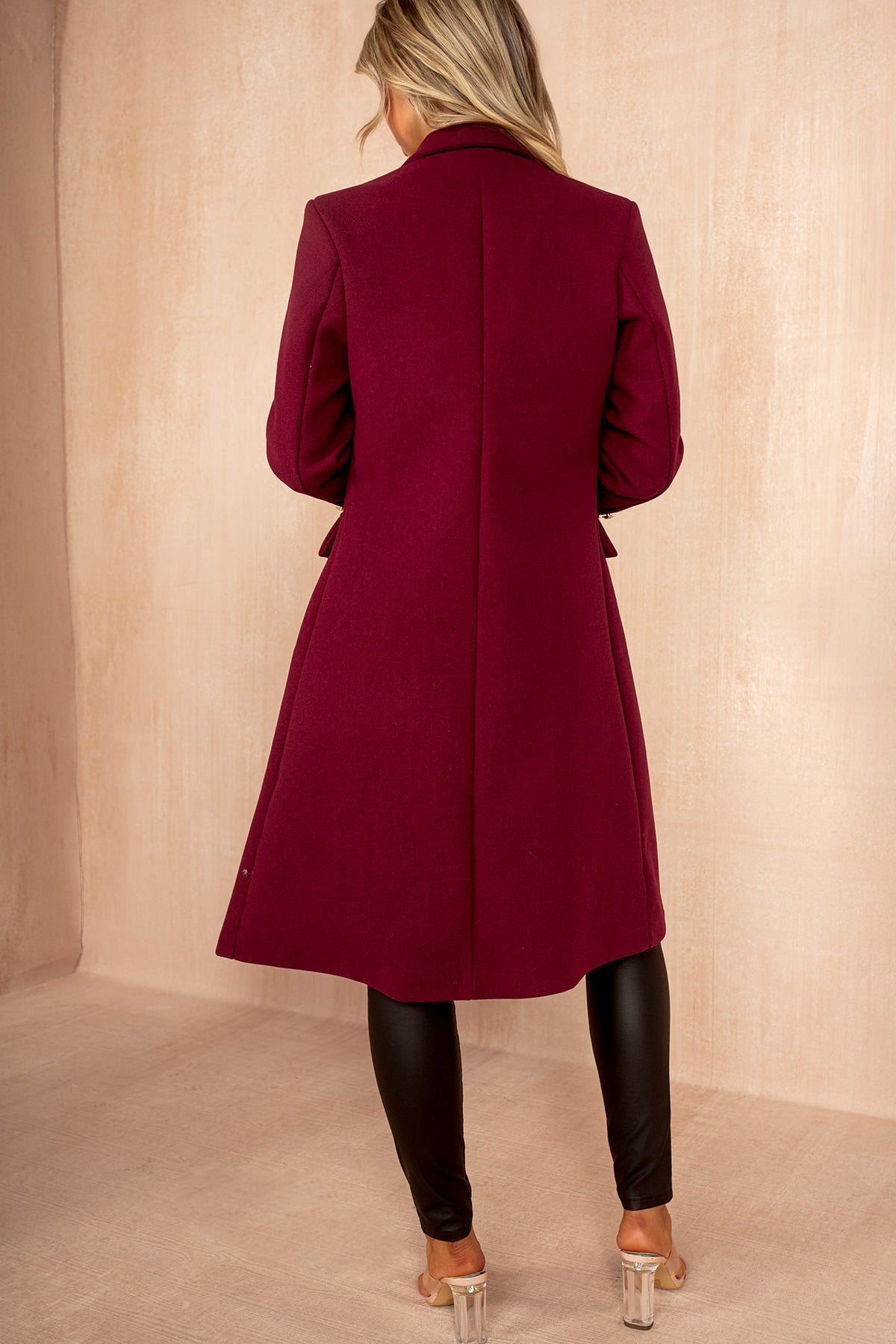 Winona Plum Longline Double Breasted Coat