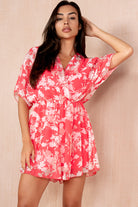 Wrenley Coral Chiffon Print Playsuit