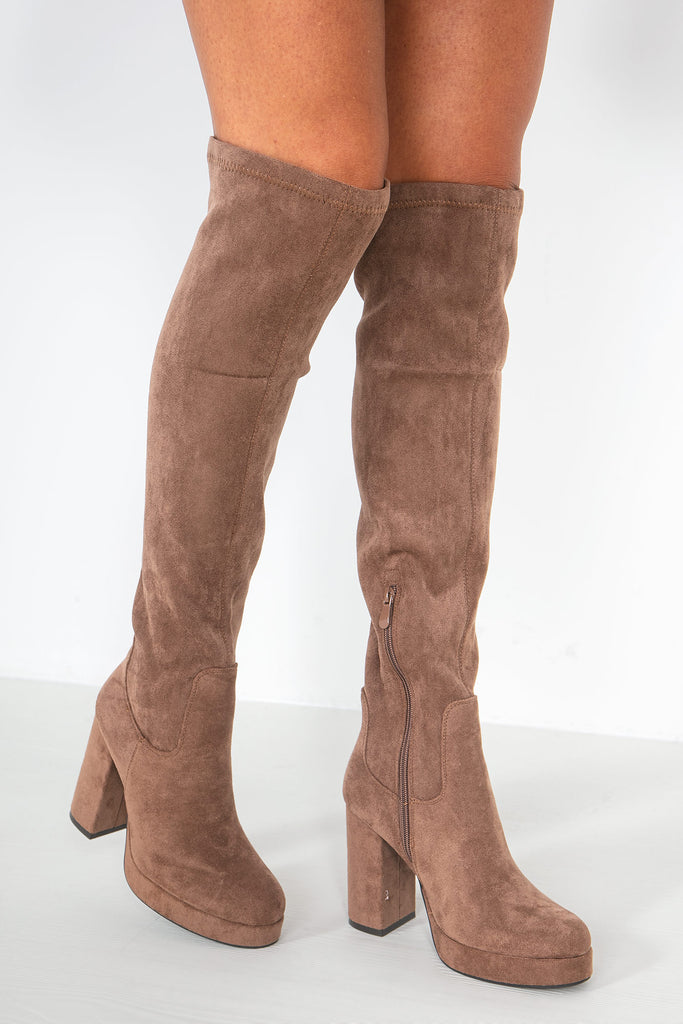 Wynona Tan Suedette Knee High Boots