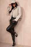 Wynter Cream Leather Look Biker Jacket