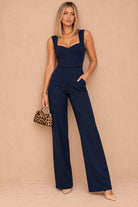Xenia Navy Sleeveless Wide Leg Jumpsuit
