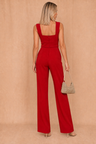 Xenia Red Sleeveless Wide Leg Jumpsuit