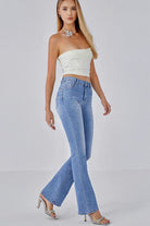 Yan Light Blue Push Up Bootcut Jeans - Vavavoom.ie