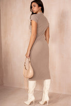 Yasmeen Taupe Ribbed Knit Dress