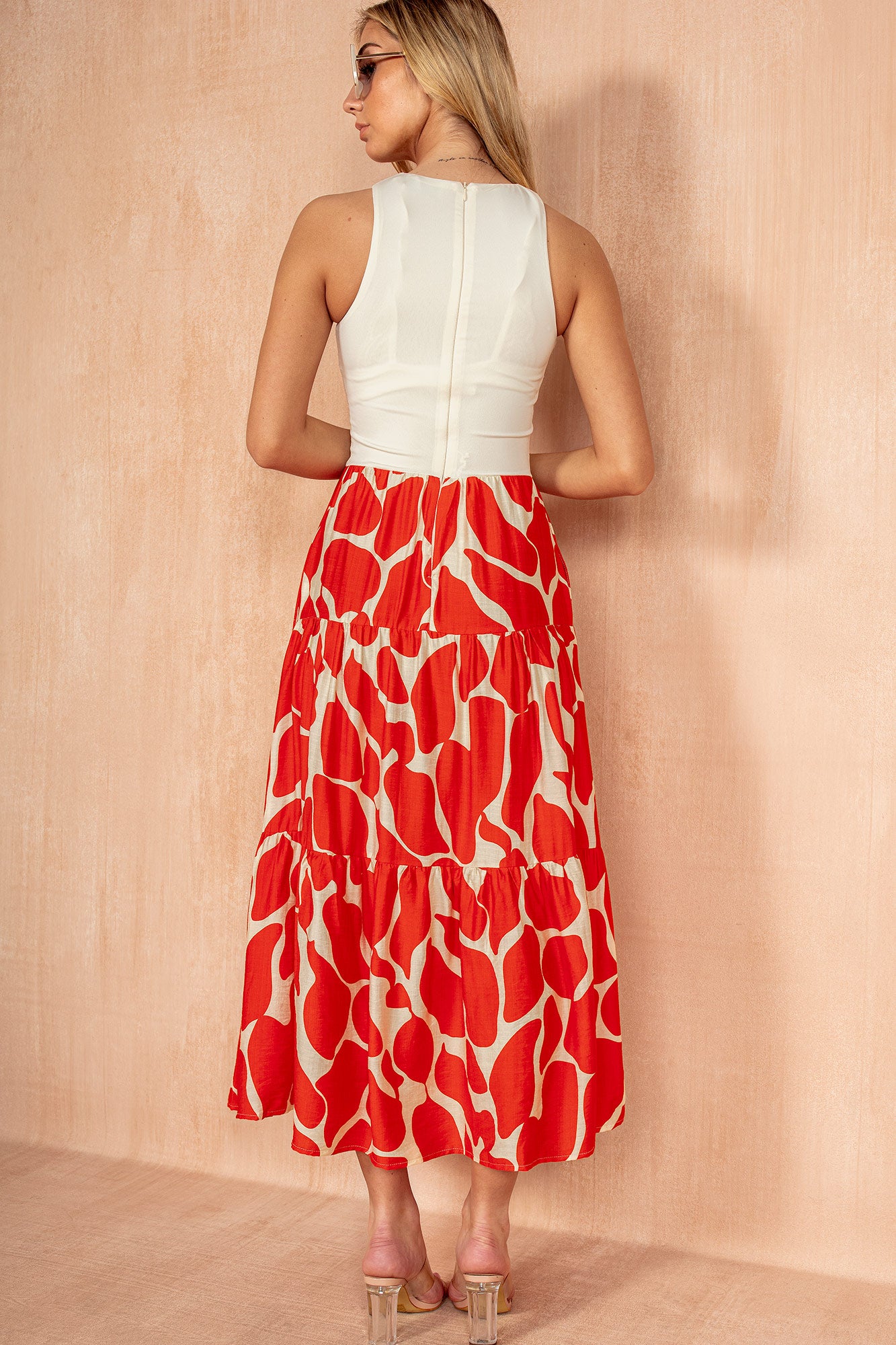 Yasmin Orange Smock Midi Dress