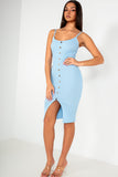 Yazmine Blue Ribbed Knit Dress