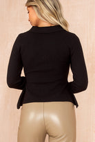 Zadie Black Knit Button Front Fitted Top