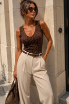 Zainab Leopard Print Ribbed Top