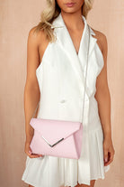 Zandra Pink PU Envelope Clutch Bag