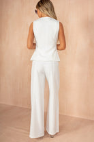 Zaria White Wide Leg Trousers