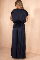 Zariyah Navy Satin Wide Leg Trousers