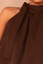 Zendya Chocolate Tie Neck Top