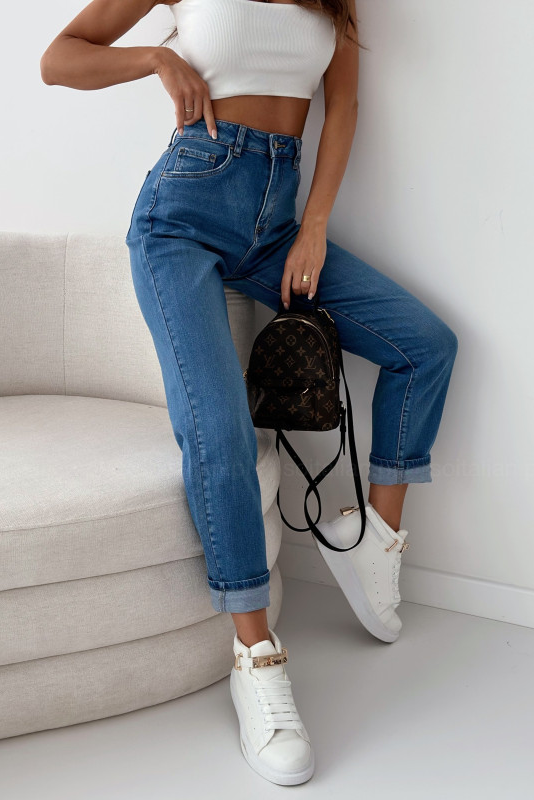 Dark blue mom jeans outfit cheap