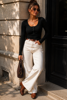 Zion Black Ribbed Long Sleeve Top