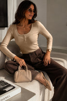 Zion Stone Ribbed Long Sleeve Top