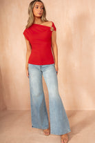 Ziva Red Slinky One Shoulder Top