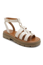 Zoey Cream Leather Look Chunky Sandals
