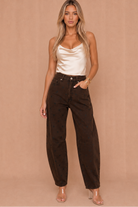 Zola Chocolate Polka Dot Barrel Jeans