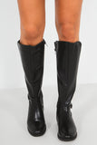Zolda Black Faux Leather Boots