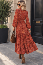 Zuri Rust Print Tiered Maxi Dress