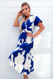 AX Paris Etta Blue And Cream Floral Midi Dress