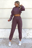 Amy Chocolate Crop Hoodie Jogger Co Ord