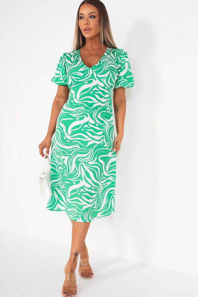 Adalynn Green Abstract Print Dress