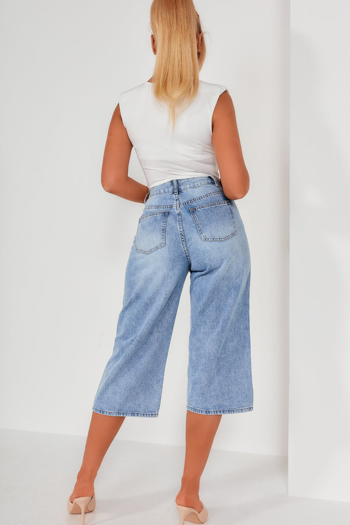 Adelyn Blue Culotte Cropped Jeans