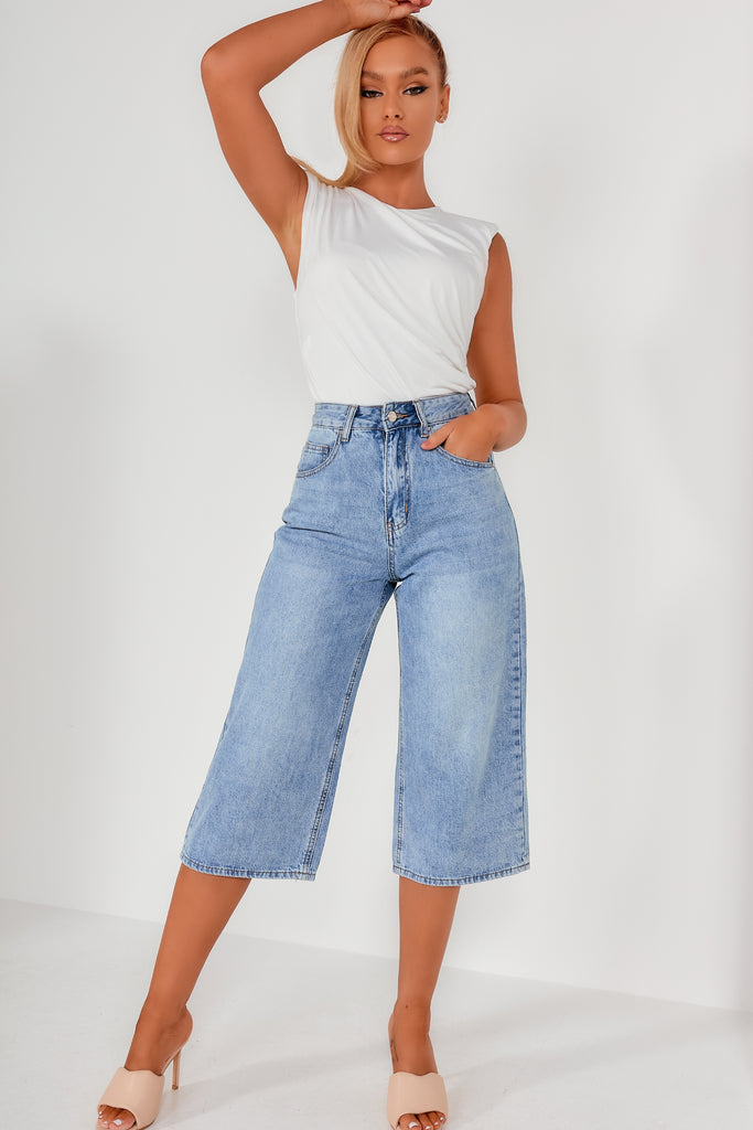 Adelyn Blue Culotte Cropped Jeans