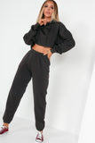 Amy Black Crop Hoodie Jogger Co Ord