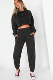 Amy Black Crop Hoodie Jogger Co Ord