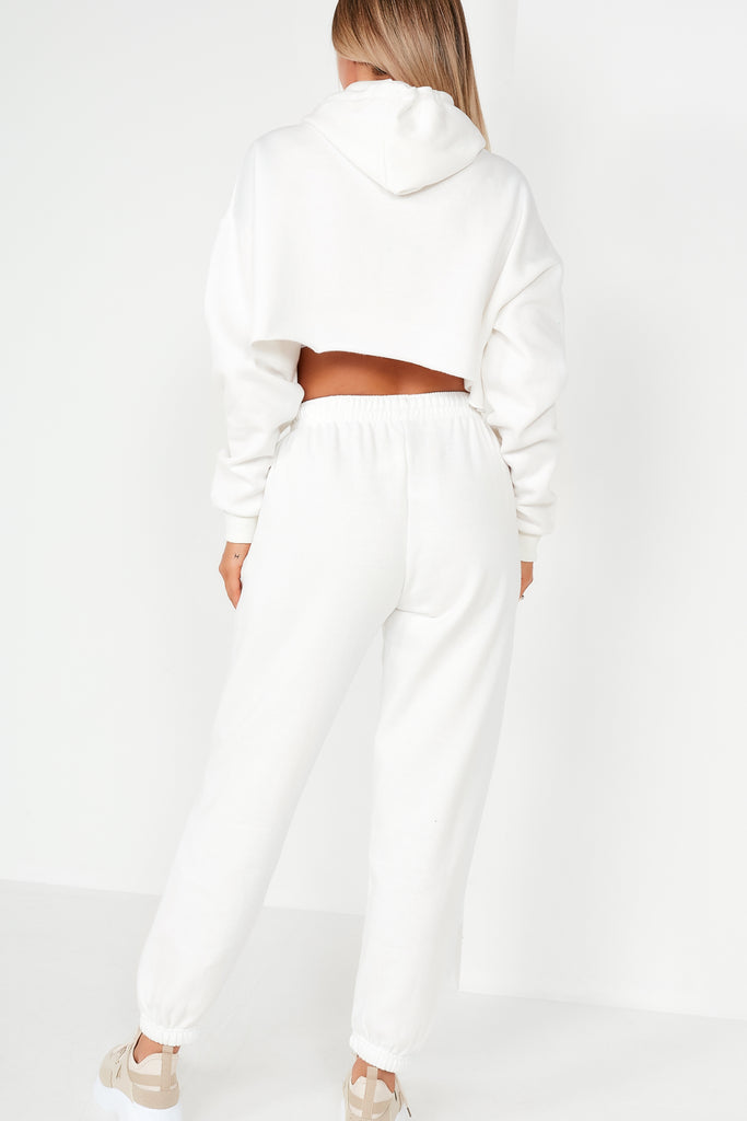 Amy White Crop Hoodie Jogger Co Ord