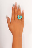 Aqua Heart Ring With Gold Stud