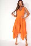 AX Paris Ariana Orange Pleated Dress