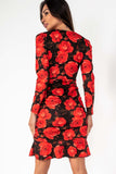 Bertha Rose Print Ruched Dress