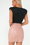 Beth Nude Leatherette Mini Skirt