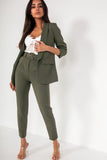 Brinley Khaki Belted Cigarette Trousers