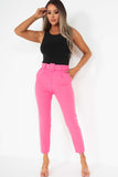 Brinley Pink Belted Cigarette Trousers