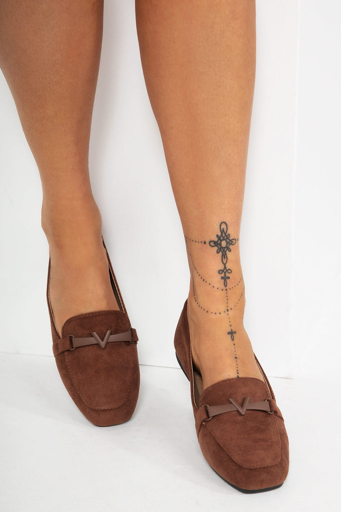 Chloe Chocolate Suedette Loafers