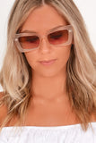 Clear Tinted Frame Cat Eye Sunglasses