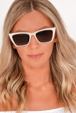 Cream Frame Cat Eye Sunglasses