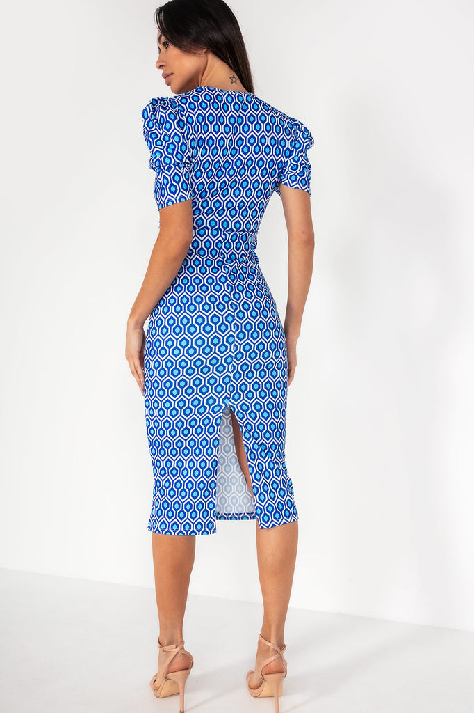 Dalani Blue and White Printed Dress